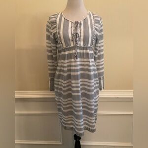 Lola Australia Blue White Striped Boho Dress With Pockets Size Medium